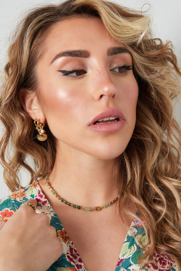 Halskette Perlenmischung - rosa & goldener Edelstahl Bild2